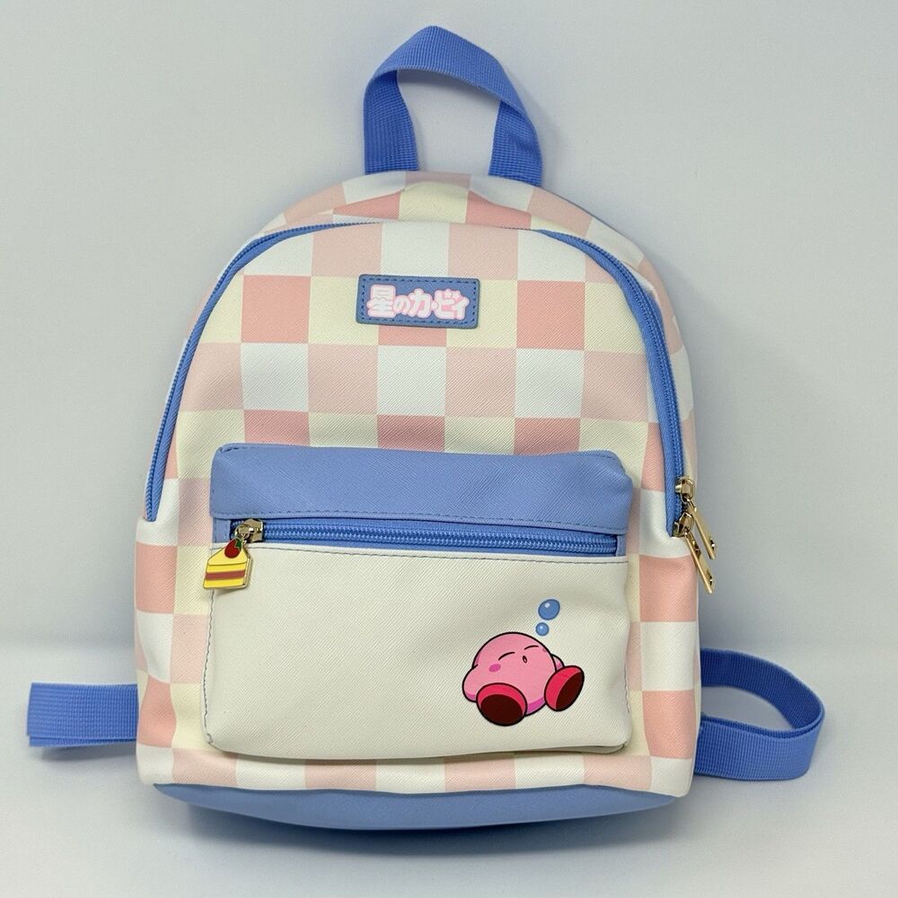 Nintendo Kirby Mini Backpack Bioworld Checkered Plaid Kanji New